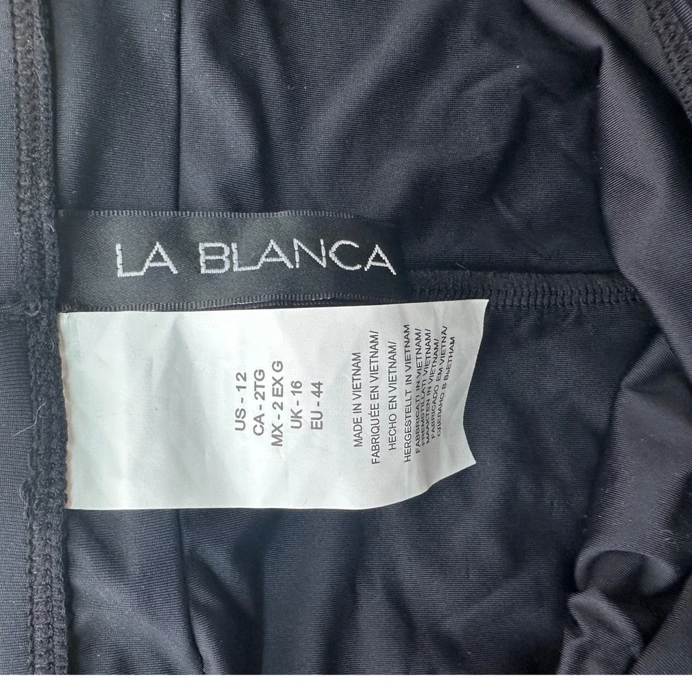 La Blanca Womens Black Ruched Waist Bikini Swimsuit‎ Bottoms Size 12 LB00010